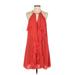 BCBGMAXAZRIA Casual Dress - A-Line Plunge Sleeveless: Red Solid Dresses - Women's Size Small