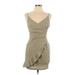 Style Rack Casual Dress - Party V Neck Sleeveless: Tan Solid Dresses - New - Women's Size Large