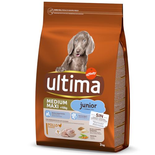 3kg Ultima Medium / Maxi Junior Huhn Trockenfutter Hund