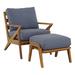 Fairfield Chair Hatteras Teak Patio Chair w/ Cushions & Ottoman Wood in Gray | 36 H x 28 W x 34 D in | Wayfair