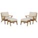 Fairfield Chair Hatteras Solid Wood Patio Chairs w/ Cushions & Ottomans Wood in Brown | 36 H x 28 W x 34 D in | Wayfair