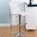 Wade Logan® Avroham Swivel Adjustable Height Bar Stool Upholstered/Leather/Metal/Faux leather in Gray/White | 18 W x 20 D in | Wayfair