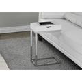 Ebern Designs Accent Table, C-shaped, End, Side, Snack, Living Room, Bedroom, Metal, Black Marble Look Wood in Gray/White | Wayfair
