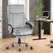 Everly Quinn High Back Velvet Ergonomic Home Desk Office Chair w/ Footrest Upholstered in Gray | 50.5 H x 30 W x 27 D in | Wayfair