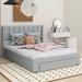 Latitude Run® Brayland Queen Size Platform Bed w/ Drawer Wood & /Upholstered/Linen in Gray | 42.9 H x 65.7 W x 82.7 D in | Wayfair