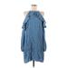 MICHAEL Michael Kors Casual Dress - Shift High Neck 3/4 sleeves: Blue Print Dresses - Women's Size Medium