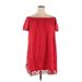 ASOS Casual Dress - Shift Off The Shoulder Short sleeves: Red Solid Dresses - Women's Size 14