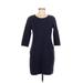 Boden Casual Dress - Sheath Scoop Neck 3/4 sleeves: Blue Solid Dresses - Women's Size 8 Petite