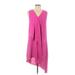 Adrianna Papell Casual Dress - Mini V-Neck Sleeveless: Pink Print Dresses - Women's Size 8