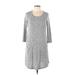 Abercrombie & Fitch Casual Dress - DropWaist Scoop Neck 3/4 sleeves: Gray Print Dresses - Women's Size Medium