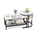 Costway Set of 2 Nesting Coffee Table with Extra Storage Shelf for Living Room-Black