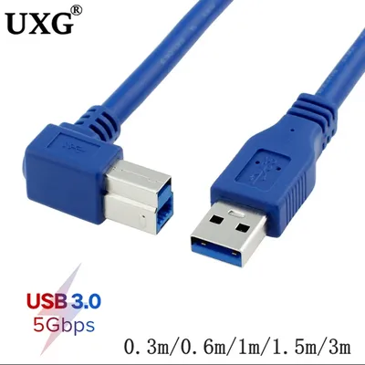 USB 3,0 A Stecker nach Rechts 90 grad Winkel USB 3,0 Typ B Stecker Kabel AM/BM Hohe Geschwindigkeit drucker Kabel 0,3 m/0,6 m/1m/1,8 m/3.m Image