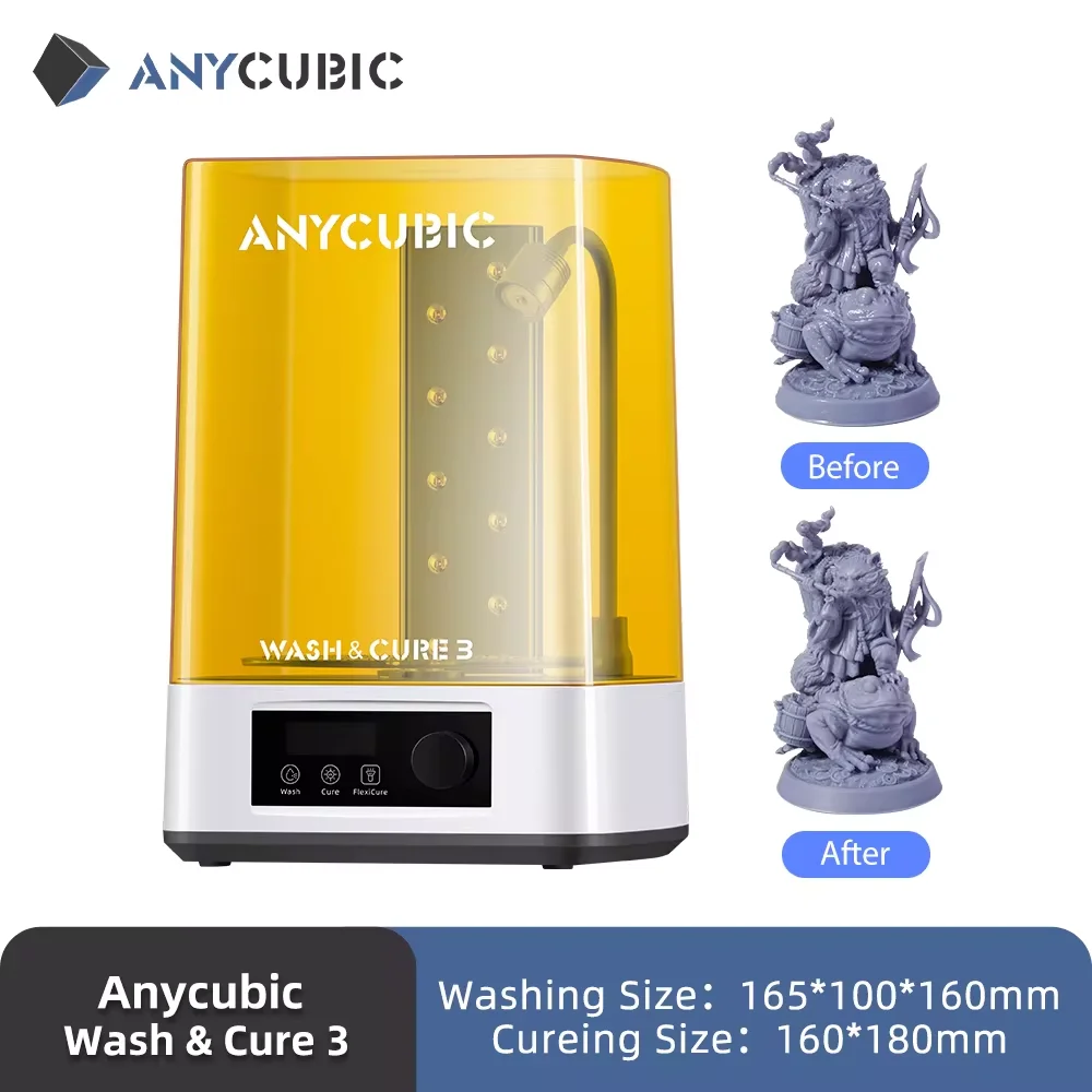 ANYCUBIC Wash & Cure 3 4 Liter großvolumige Waschhärtungsmaschine für LCD-DLP-Harz-3D-Drucker für Photon Mono 4 Image