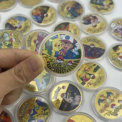 Pokemon Gedenkmünze Pikachu Goldmünze Charizard Mewtwo Sammlung Metall Goldmünze Kinderspiel zeug