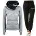 Women s Two Piece Fall Sets / Heart Rate Pet Print Sports Hoodie Hoodie Pant Casual Sweatsuits Fall Winter Sweatsuits Tracksuit Grey XXXL