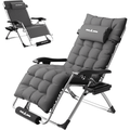 ELPOSUN Oversized Zero Gravity Chair 29 XL Patio Reclining Chair with Cushion Outdoor Folding Adjustable Recliner with Cup Holder Foot Rest & Padded Headrest Support 500LB