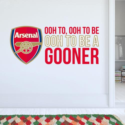 Arsenal „Ooh To Be A Gooner“-Wandaufkleber mit Lied und Wappen – 90 cm Breite x 40 cm Höhe