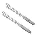 HEMOTON 2pcs Stainless Steel Food Tongs Japanese Style Barbecue Clamp Kitchen Serving Tong for Fried Fish Steak