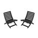 Adirondack Chair Folding Xavier Chair Set of 2 HDPE Plastic Portable Outdoor Chairs One step Assembly Plastic Adirondack Chair for Beach Poolside Fishing Fire Pit Camping Patio Garden Indoors Black