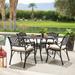 Nuu Garden Cast Aluminum Outdoor 5-Piece Patio Dining Set Patio Bistro Furniture Set 4 Patio Chairs with Cushions Dining Table with Umbrella Hole Antique Bronze and Beige