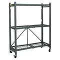 BULYAXIA 3 Shelf Foldable Storage Unit on 3 Caster Wheels Unfolds in 5 Seconds Holds up to 750 Pounds Metal Organizer Wire Rack 29 x 13 x 38 Heavy-Duty - Pewter