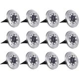 8 LED Solar Ground Lights - Solar Powered In-Ground Lights for Garden Patio Lawn Pathway (12 Pack)