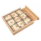 Wooden Sudoku Board Sudoku Chess Toy Brain Teaser Portable Math Toy for Kids Black