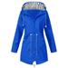 snowsong Coats For Women Winter Coats For Women Outdoor Hooded Jackets Solid Womenâ€™S Rain Raincoat Windproof Jacket Women s Coat Fall Jacket For Woman Blue S