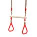 HEMOTON 1 Set Wooden Trapeze Swing Bar with Plastic Rings Adjustable Rope Swing Set Swing Equipment Fitness Rings (Random Color)