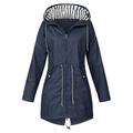 snowsong Coats For Women Winter Coats For Women Outdoor Hooded Jackets Solid Womenâ€™S Rain Raincoat Windproof Jacket Women s Coat Fall Jacket For Woman Navy 3XL