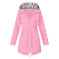 snowsong Coats For Women Winter Coats For Women Outdoor Hooded Jackets Solid Womenâ€™S Rain Raincoat Windproof Jacket Women s Coat Fall Jacket For Woman Pink 5XL