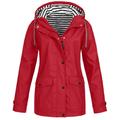 snowsong Jackets for Women Rain Jacket Women Women Raincoat Solid Color Hooded Jacket Windproof Outdoor Coat Plus Women s Coat Winter Jackets for Women Coats for Women Red XL