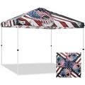 EAGLE PEAK 10x10 Pop Up Canopy Instant Outdoor Canopy Tent Straight Leg Pop Up Tent for Parties Camping The Beach and More 100 Square Feet of Shade Americana Skull