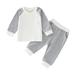 TOWED22 Baby Girls Fall Outfits Rib Frill Long Sleeve Romper Flared Pants Headband Set Fall Winter Outfits(N 4-5 Y)