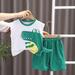 Sale Toddler Baby Boy Clothes Sets Boys Kids Summer Outfits Dinosaur T-Shirt & Shorts Set 12 Months-6T Casual Graphic Printed Sleeveless Vest Shorts Clothes Set Green qILAKOG 4-5 Years