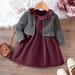 LYCAQL Girls Clothes Outfit Toddler Children Girls Autumn Long Sleeve Button Coat Solid Dresses Outfits Sweat Outfits for Kids (Red 2-3 Years)