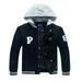 The Polar Club Toddlers Fleece Varsity Baseball Jacket with Removable Hood (Navy-4T)