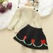 LYCAQL Girls Clothes Outfit Kids Babys Toddlers Girls Spring Winter Knit Sweater Thick Long Sleeve Skirts Set Outfit New Baby (Black 7-8 Years)