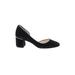 Cole Haan Heels: Slip-on Chunky Heel Minimalist Black Print Shoes - Women's Size 5 1/2 - Almond Toe