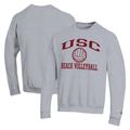 Men's Champion Gray USC Trojans Icon Beach Volleyball Powerblend Pullover Sweatshirt