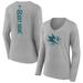 Women's Fanatics Branded Heather Gray San Jose Sharks Personalized Name & Number Long Sleeve V-Neck T-Shirt