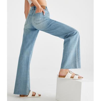 Aeropostale Womens' High-Rise Wide Leg Jean - Blue - Size 12 S - Cotton