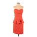 Bebe Cocktail Dress - Mini Open Neckline Sleeveless: Orange Print Dresses - Women's Size 4