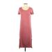 Excuse Me I Have To Go Be Awesome Casual Dress - Shift Scoop Neck Short sleeves: Burgundy Solid Dresses - Women's Size Small