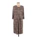 J.Jill Casual Dress - Shift Crew Neck 3/4 sleeves: Brown Dresses - Women's Size Medium