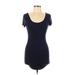 Soprano Casual Dress - Mini Scoop Neck Short sleeves: Blue Print Dresses - Women's Size Large