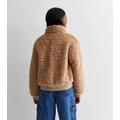 Girls Camel Teddy Funnel Neck Jacket New Look