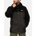 Men's Bench Mens Detta Padded Contrast Sherpa Hooded Jacket - Black - Size: Regular/36