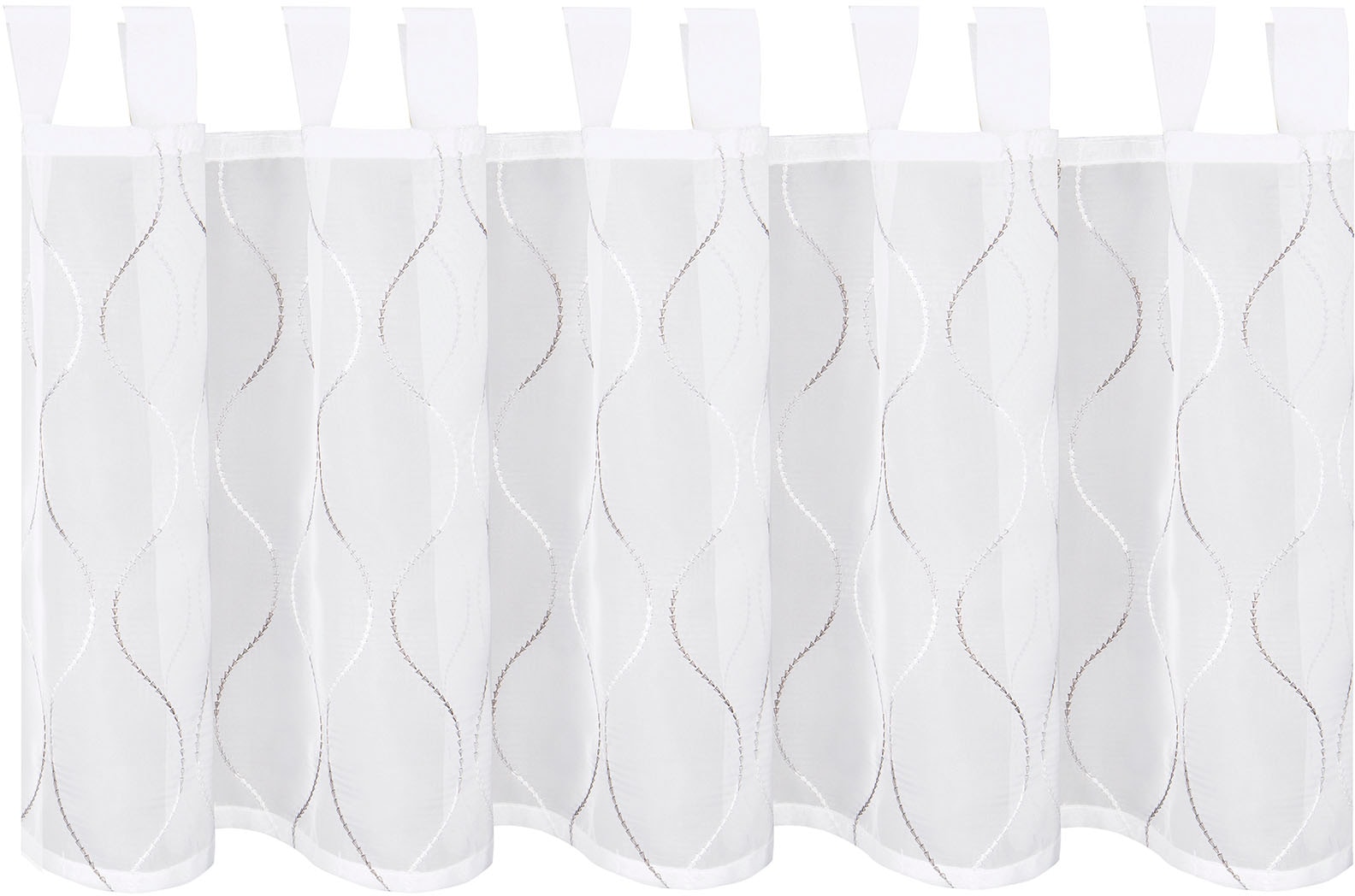 Scheibengardine GERSTER "Eliette" Gr. 1, grau (grau, weiß), B:145cm H:50cm, Wirkware, Polyester, Gardinen, SB-Schlaufenbistro "ELIETTE" Image