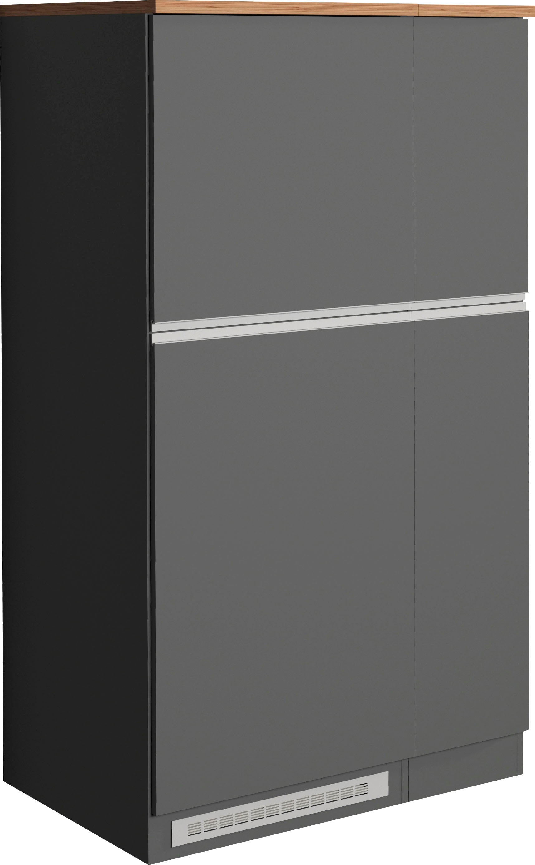 Küche KOCHSTATION "KS-Sole Küchenschrank-Set", grau (küche: grau, front: anthrazit, korpus: anthrazit matt, arbeitsplatte: wotan eichefarbenfarben), B:90cm H:165cm T:60cm, Komplettküchen-Sets, Küchenzeile, Breite 90 cm,Umbau-und Apothekerschrank im Set